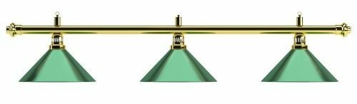 Лампа на три плафона «Evergreen» (золотистая штанга, зеленый плафон D35см)